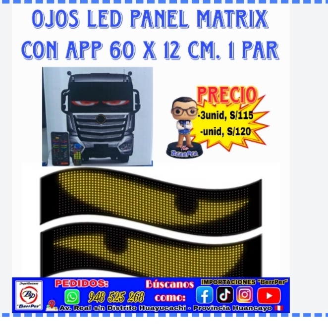 OJOS LED PANEL MATRIX CON APP 60 X 12 CM. 1 PAR (Chen)
